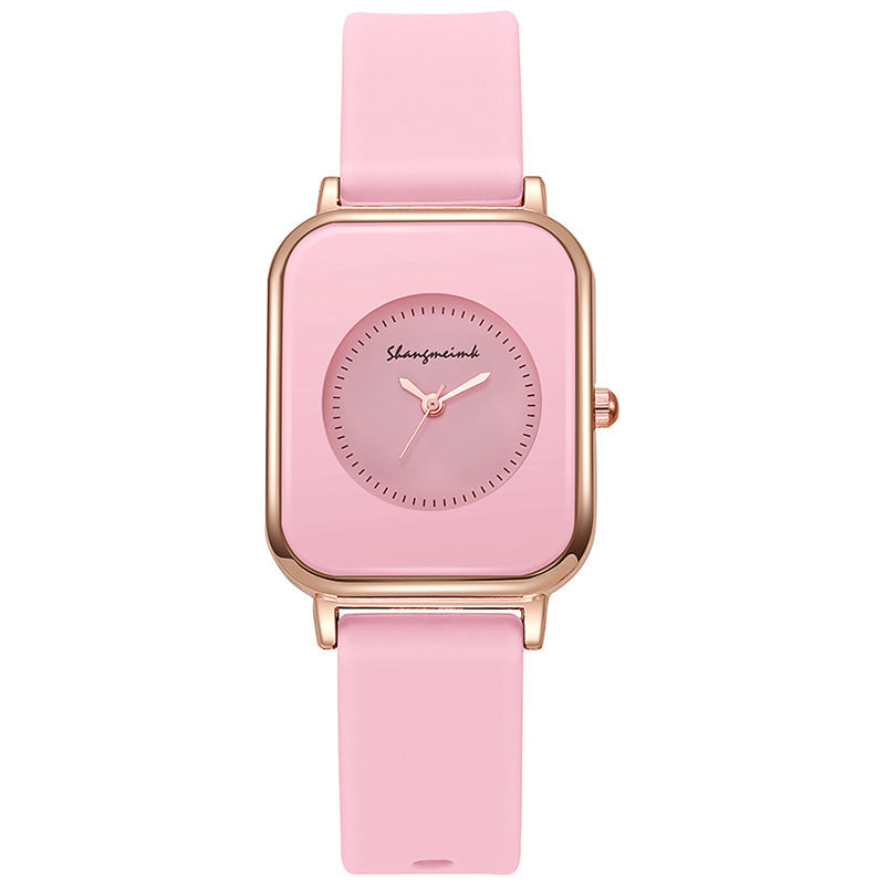 Casual square-shaped, elegant quartz silicone strap student watches. - MERGE.DAY.1.FREESTYLE