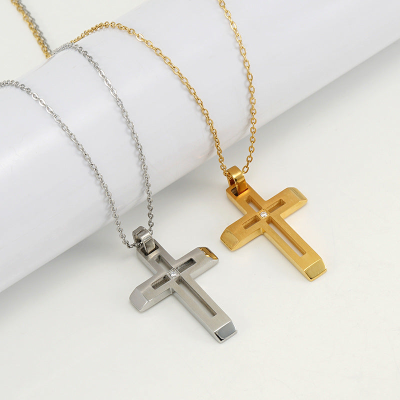Fashionable and simple hollow diamond cross necklace - MERGE.DAY.1.FREESTYLE