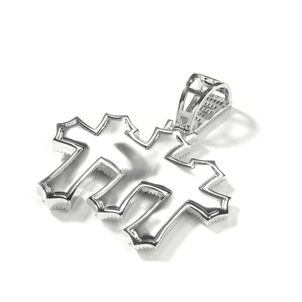 mens gold chain cross diamond-studded necklace - MERGE.DAY.1.FREESTYLE