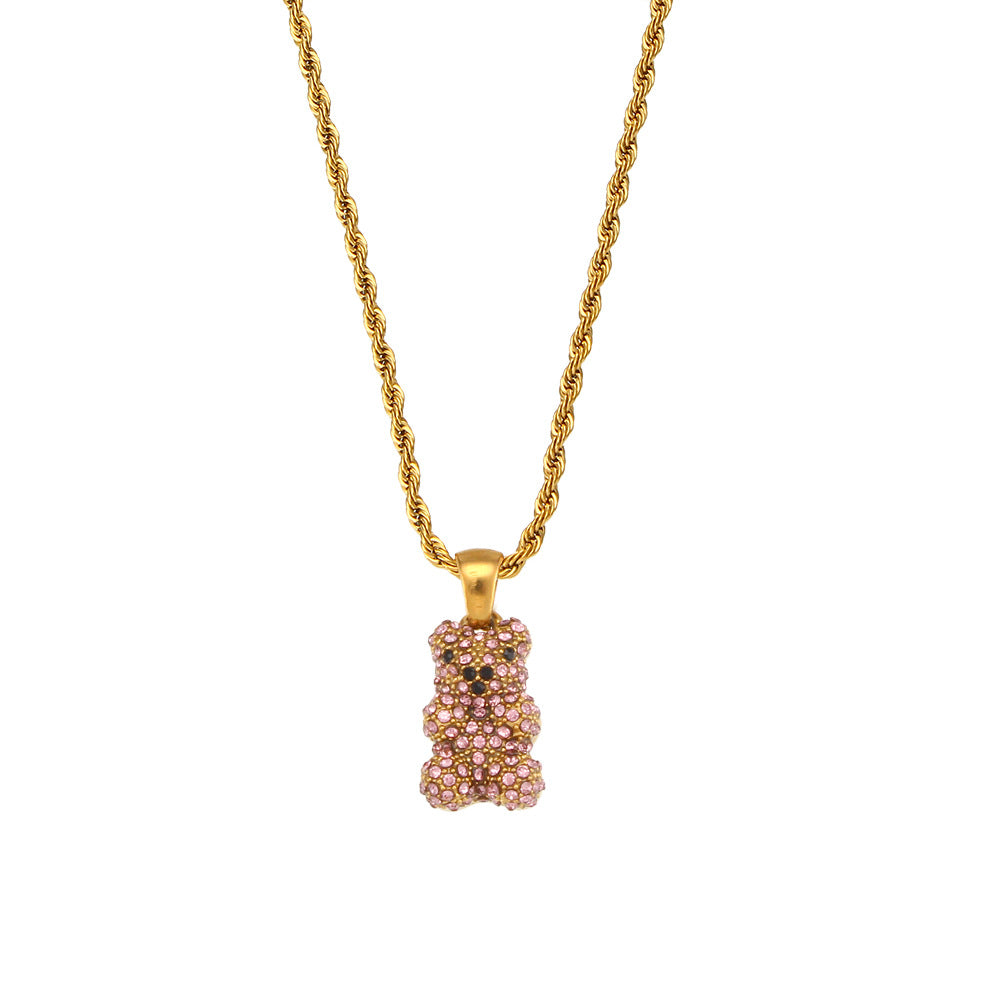 Bear pendant 18K zirconium necklace - MERGE.DAY.1.FREESTYLE