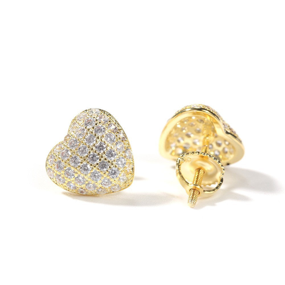 Hip Hop diamond-encrusted 925 silver stud earrings - MERGE.DAY.1.FREESTYLE