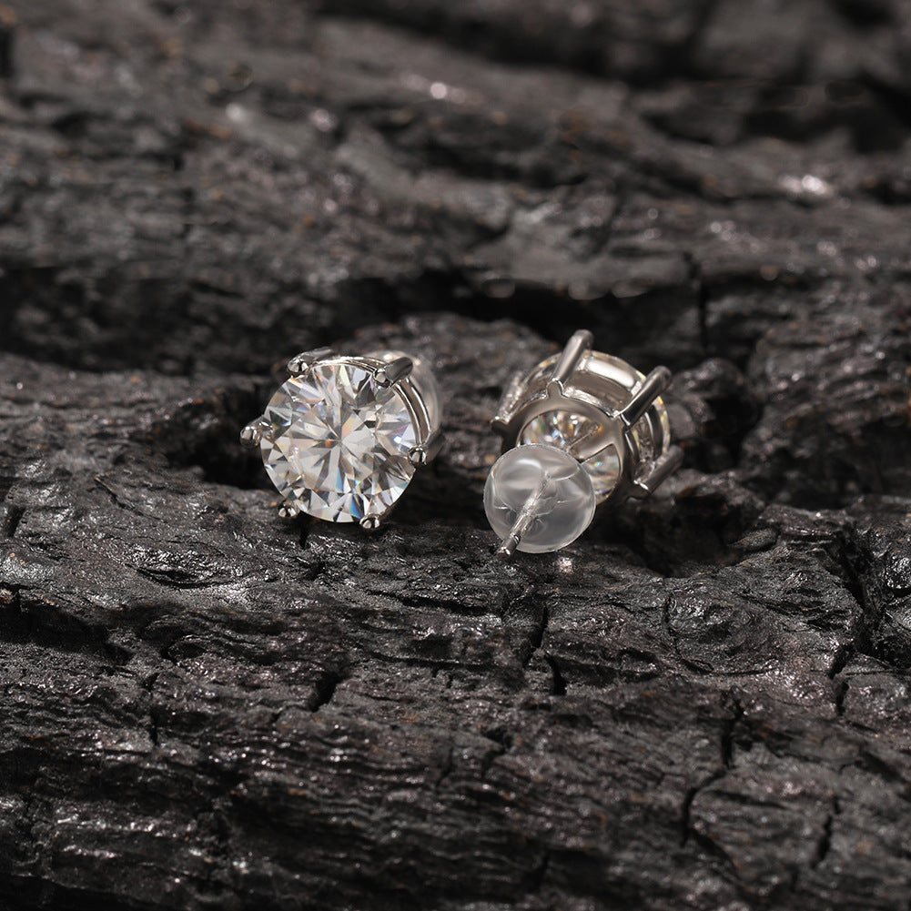 Hip-hop 925 silver moissanite six-prong earrings - MERGE.DAY.1.FREESTYLE