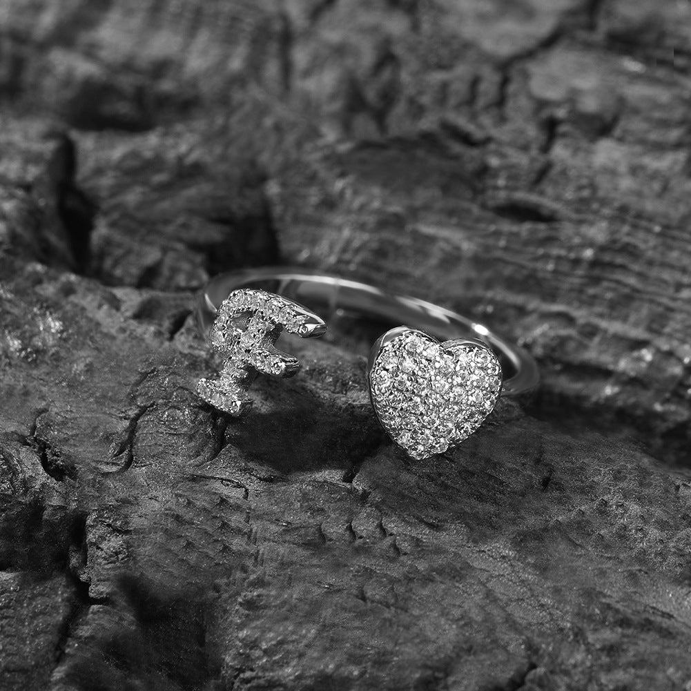Hip-hop zircon-encrusted 26 English letters ring - MERGE.DAY.1.FREESTYLE