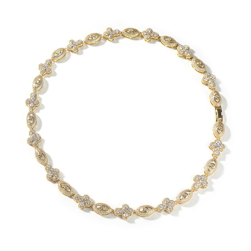 mens gold chain Diamond eye cross necklace - MERGE.DAY.1.FREESTYLE