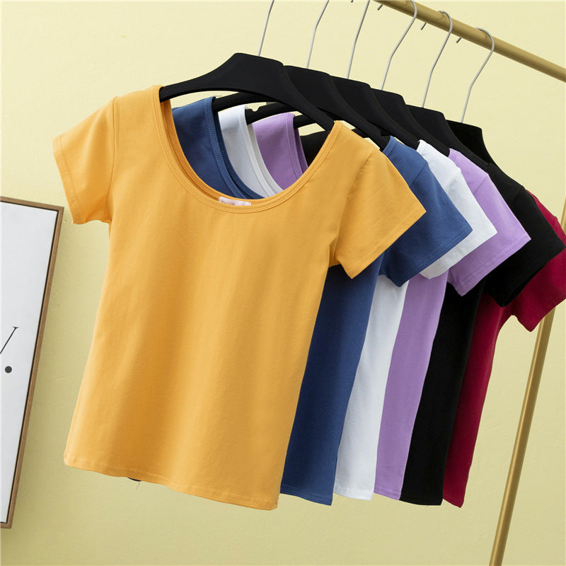 Summer slim fit large U-neck short-sleeved T-shirt - MERGE.DAY.1.FREESTYLE