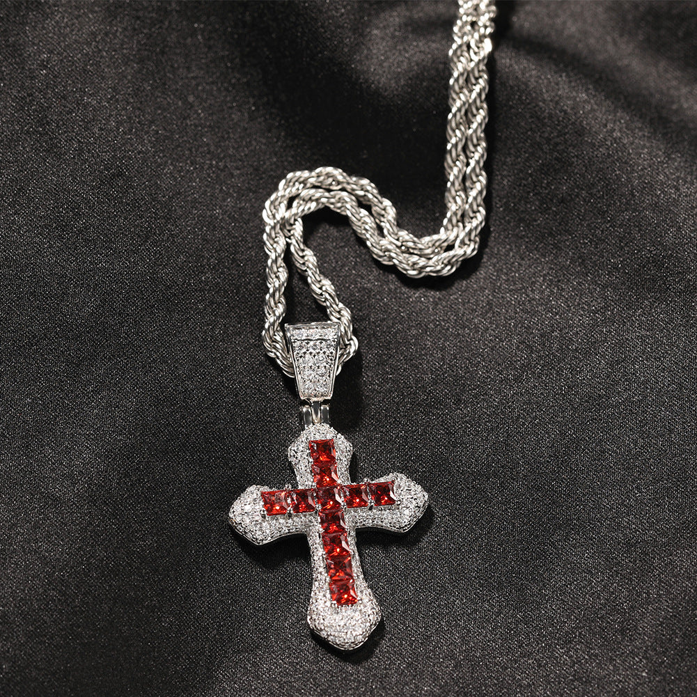 Blue Zircon Cross Hip-hop Necklace - MERGE.DAY.1.FREESTYLE
