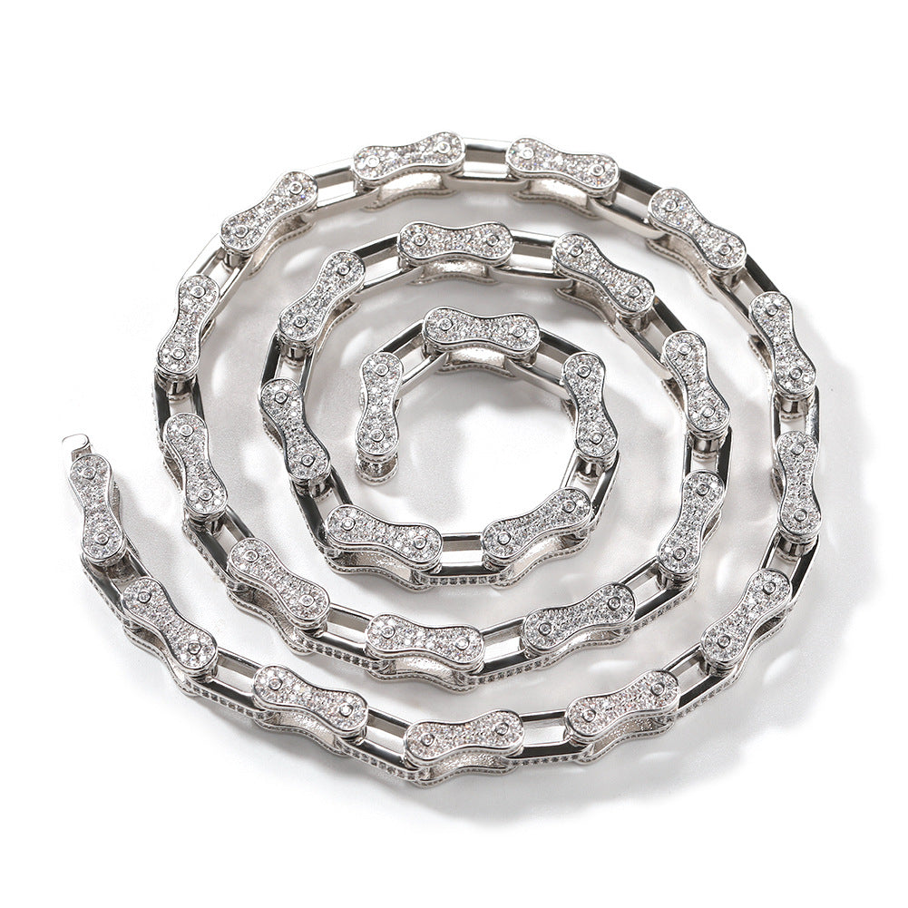 Hip Hop Rhinestone 5mm Bicycle Chain Necklace - MERGE.DAY.1.FREESTYLE