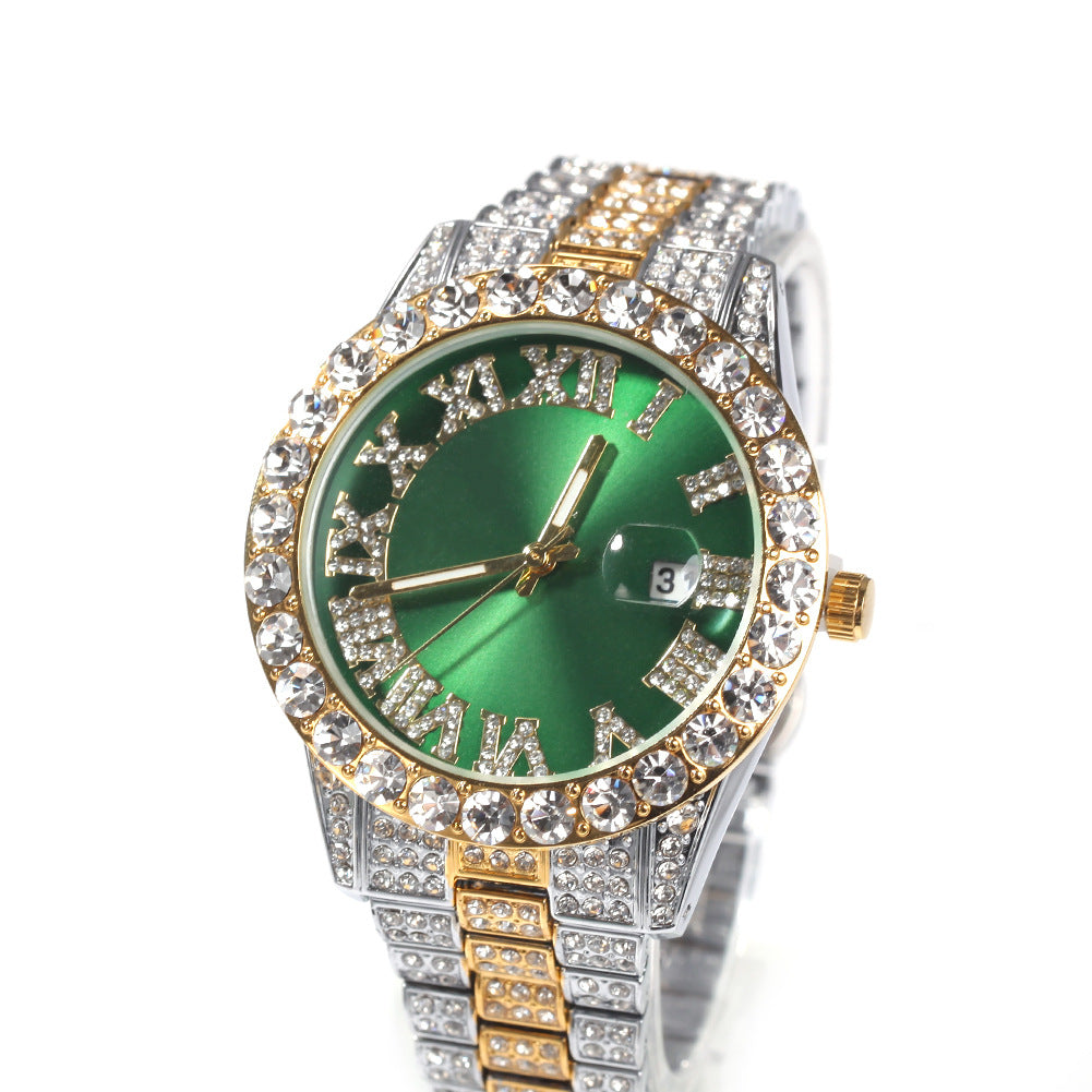 Hip-hop watch with Roman numerals and diamonds, large dial - MERGE.DAY.1.FREESTYLE