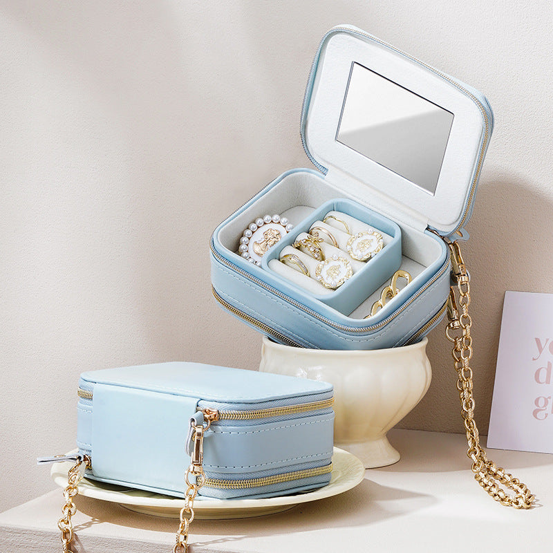 Double zipper mirror convenient jewelry box - MERGE.DAY.1.FREESTYLE