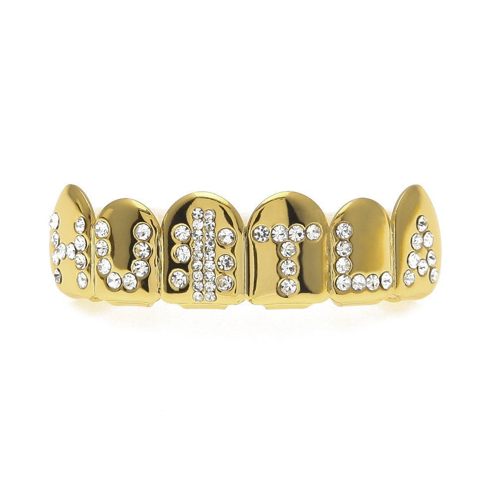 Hip-hop diamond-encrusted and gold-plated teeth grillz - MERGE.DAY.1.FREESTYLE