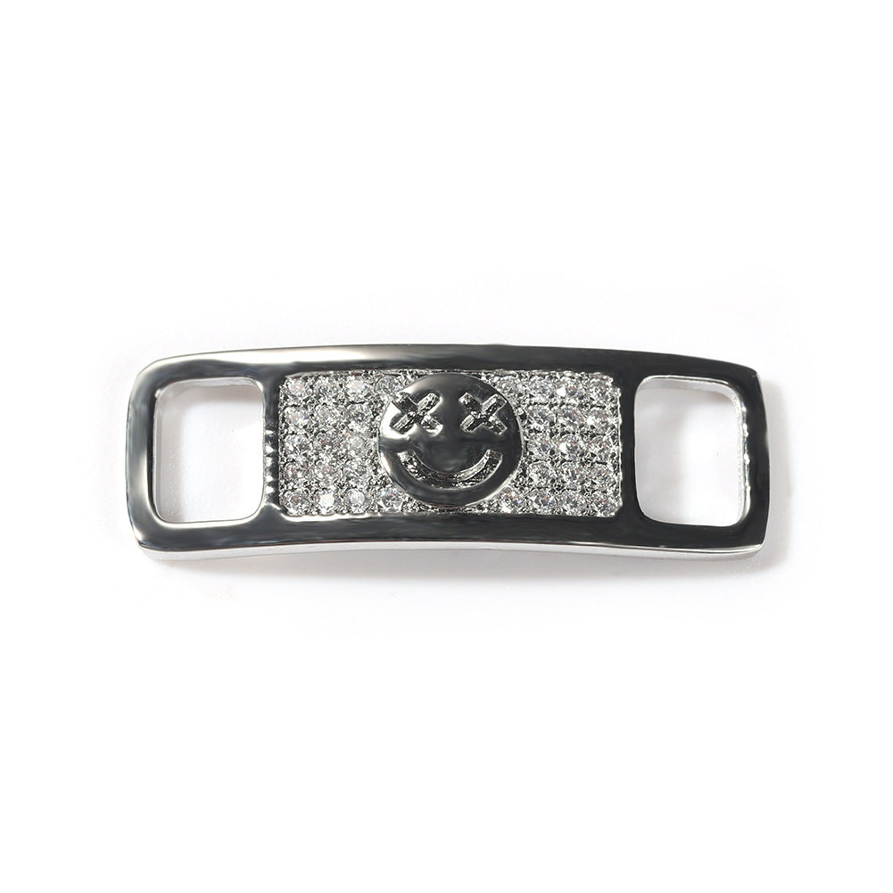 Hip-hop zircon cross smiling face broken heart shoe buckle - MERGE.DAY.1.FREESTYLE