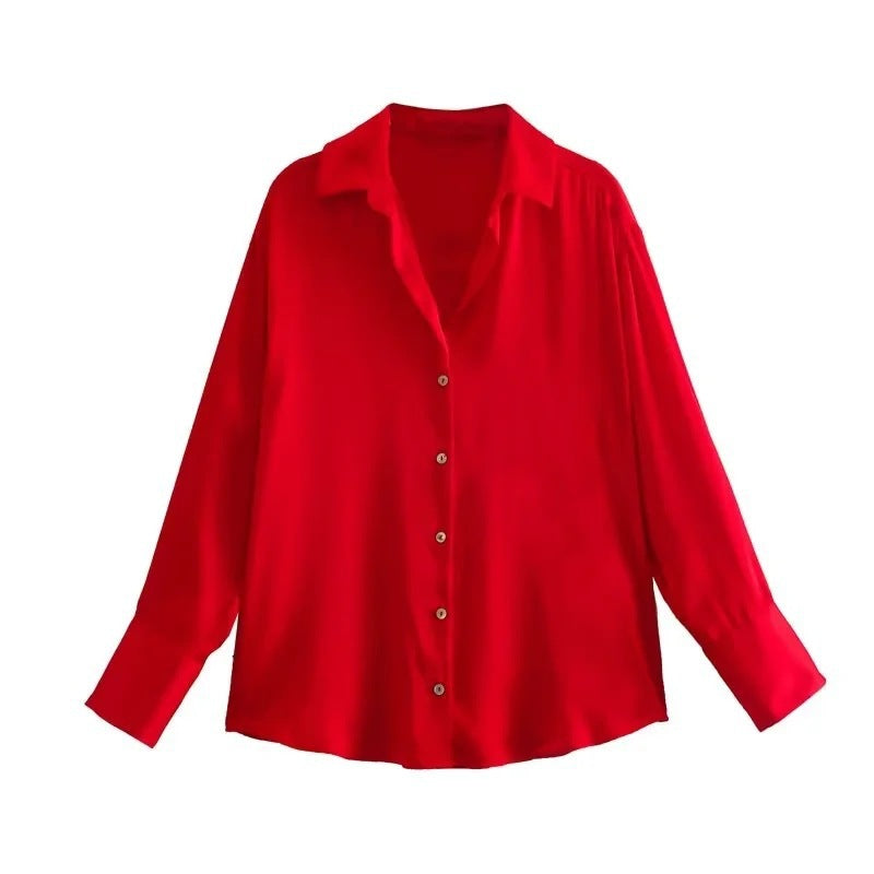 Striped satin long-sleeved shirt - MERGE.DAY.1.FREESTYLE