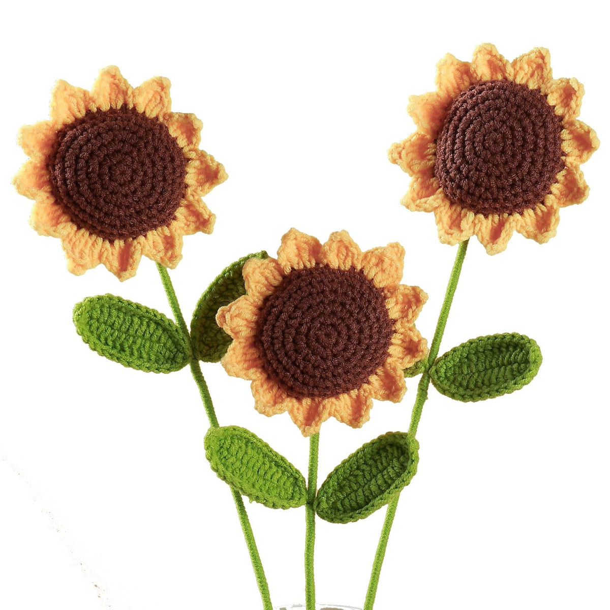 Sunflower hand-knitted flowers wool crocheted gift flower - MERGE.DAY.1.FREESTYLE