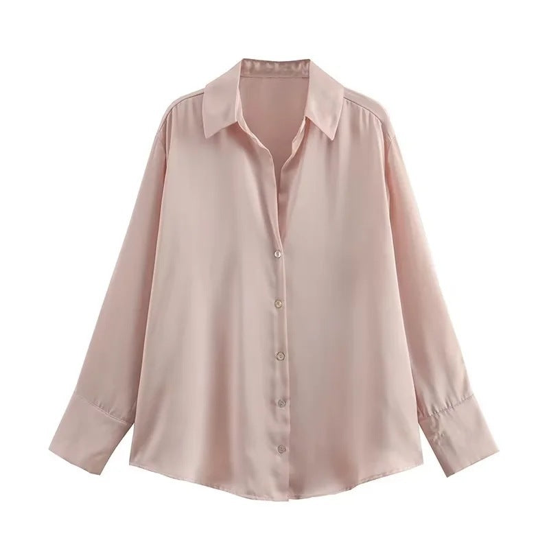 Striped satin long-sleeved shirt - MERGE.DAY.1.FREESTYLE