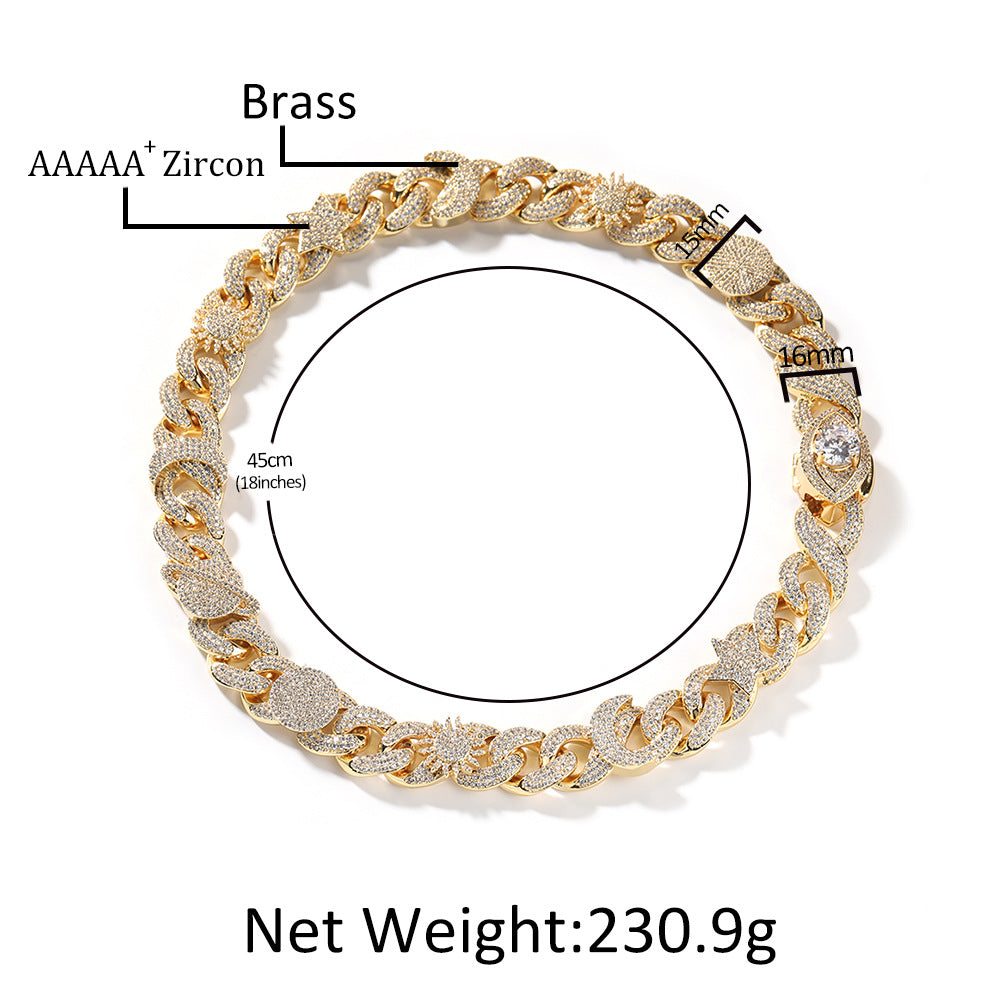 Hip-hop zircon-encrusted sun, star and eye necklace - MERGE.DAY.1.FREESTYLE