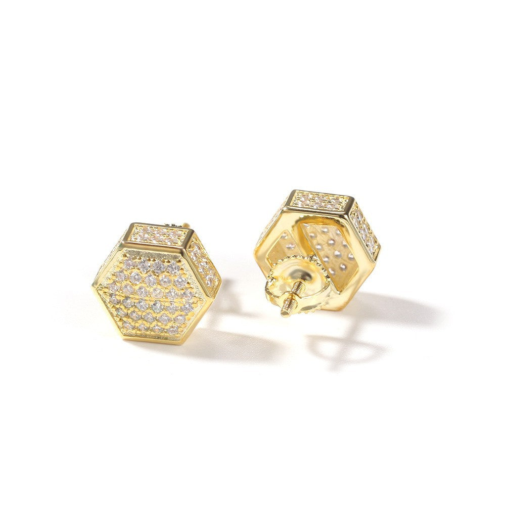 Hip Hop diamond-encrusted 925 silver stud earrings - MERGE.DAY.1.FREESTYLE