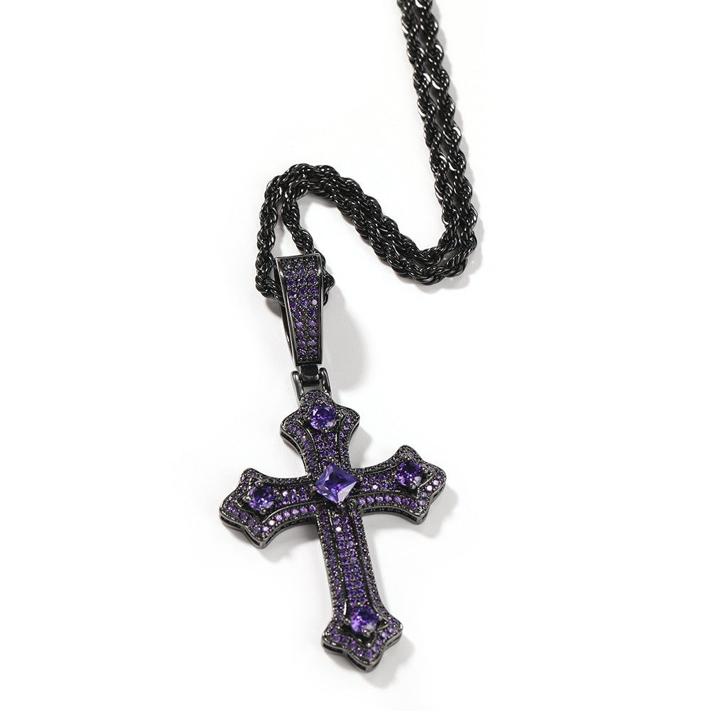 Hip-hop cross-shaped diamond Cubic Zirconia necklace - MERGE.DAY.1.FREESTYLE