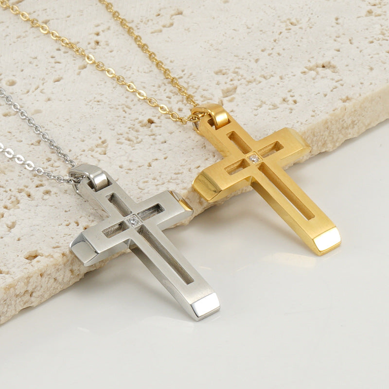 Fashionable and simple hollow diamond cross necklace - MERGE.DAY.1.FREESTYLE