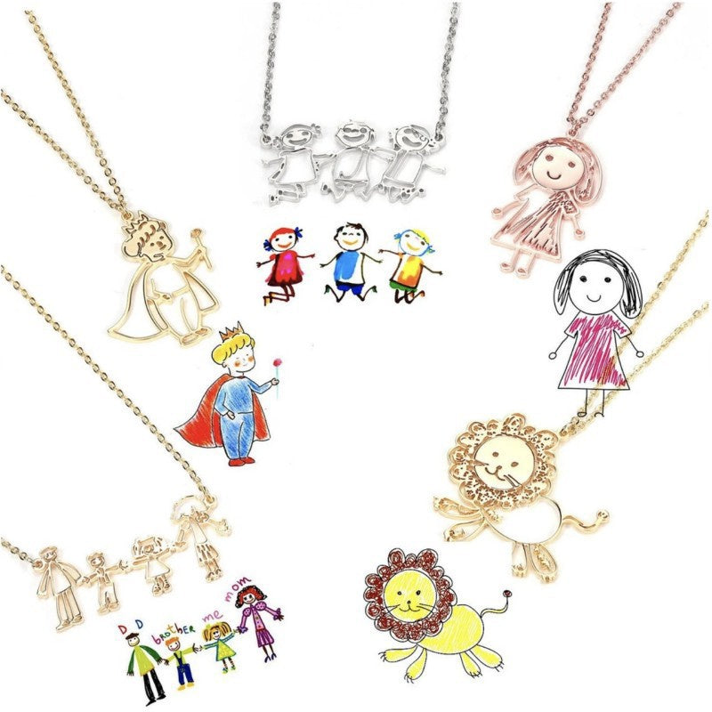 Actual Kids Drawing Necklace Art Gift Customized Personalized Necklace Children Artwork Necklace - MERGE.DAY.1.FREESTYLE
