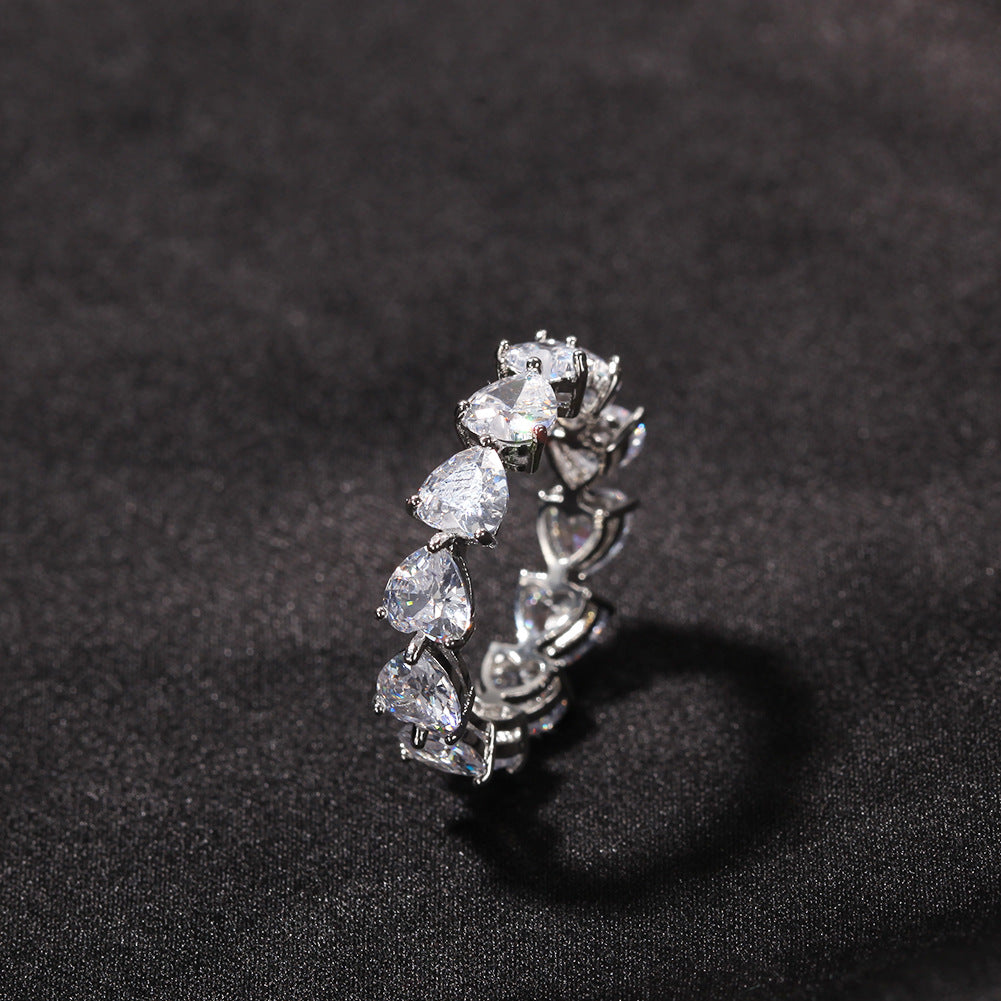 Hip-hop single-row heart-shaped zircon rings - MERGE.DAY.1.FREESTYLE