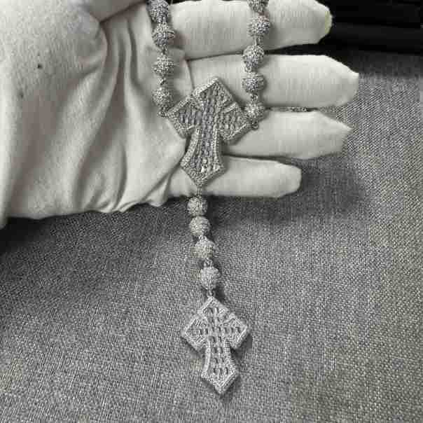 Hip Hop Beaded Zirconia Cross Necklace - MERGE.DAY.1.FREESTYLE