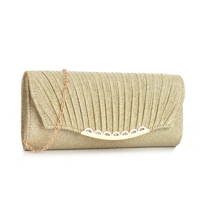 Pleated stitching chain crossbody Clutch Handbag - MERGE.DAY.1.FREESTYLE