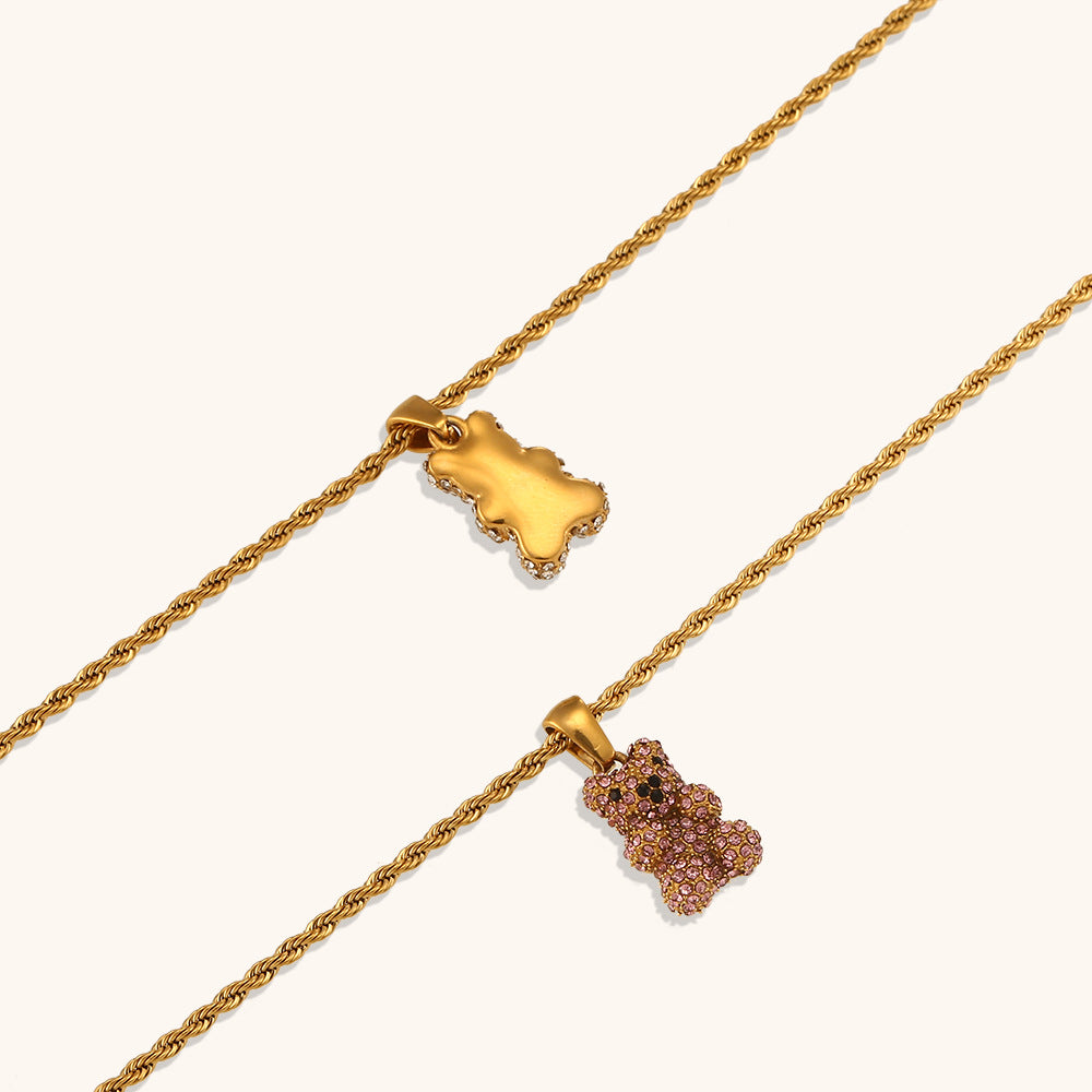 Bear pendant 18K zirconium necklace - MERGE.DAY.1.FREESTYLE