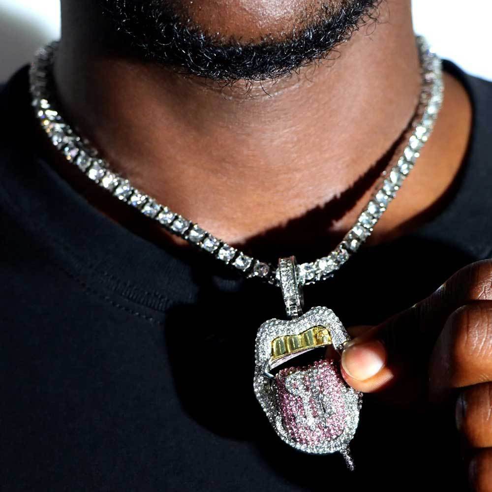 Dollar Mouth Tongue Hip Hop Jewelry Micro-inlaid Zircon Pendant wholesale - MERGE.DAY.1.FREESTYLE
