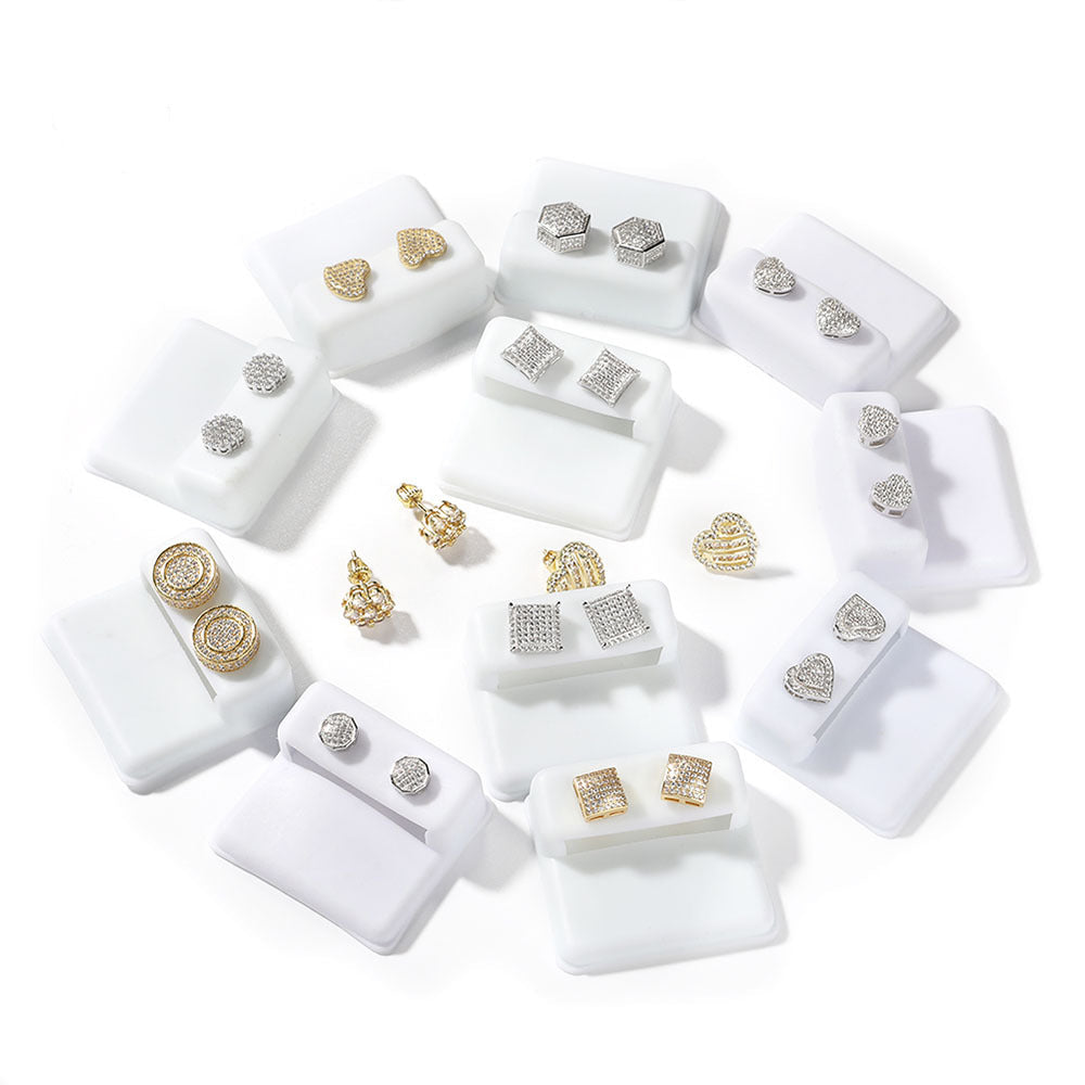 Hip Hop diamond-encrusted 925 silver stud earrings - MERGE.DAY.1.FREESTYLE