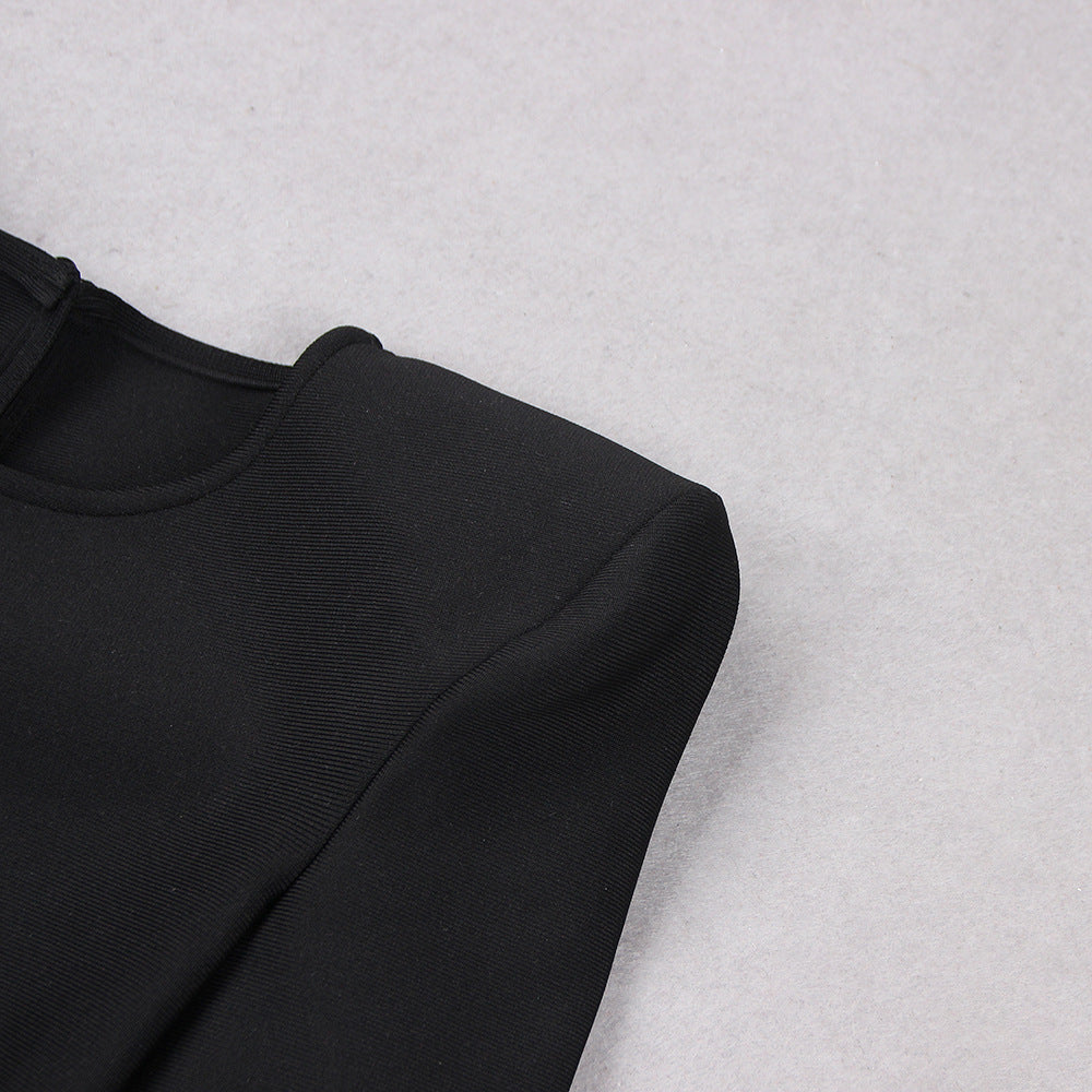 Commuting temperament feather long-sleeved dress French dress - MERGE.DAY.1.FREESTYLE