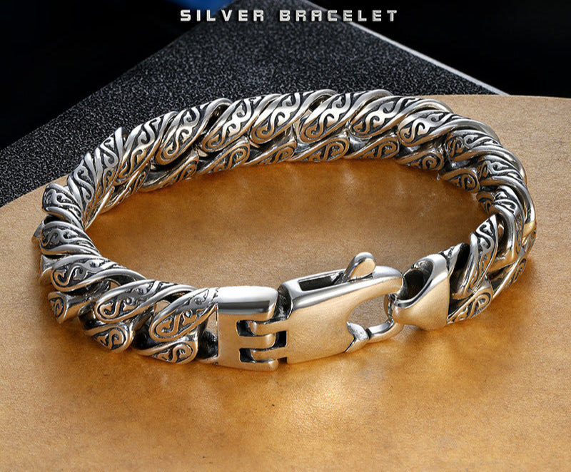 ang grass pattern silver-plated chunky bracelet - MERGE.DAY.1.FREESTYLE
