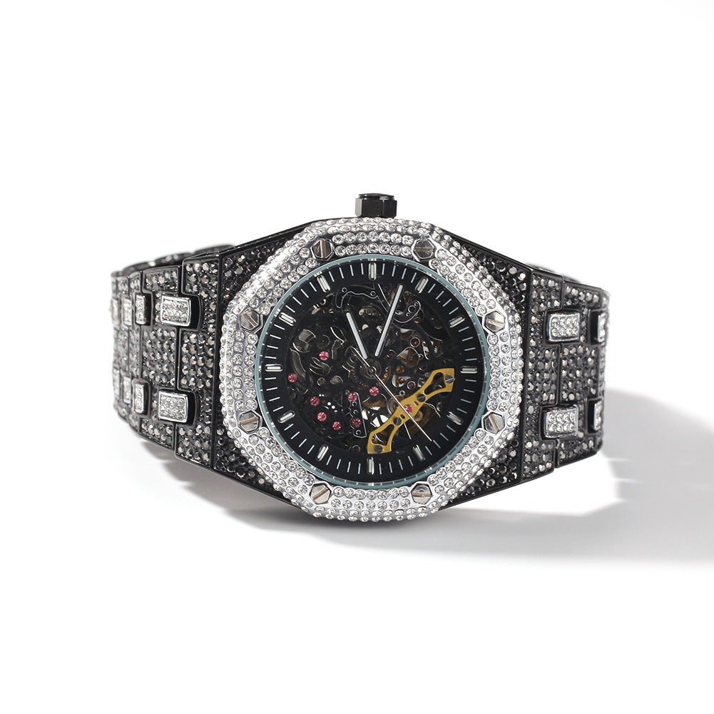 Hip Hop Full Diamond Hollow Case Mechanical Watch - MERGE.DAY.1.FREESTYLE