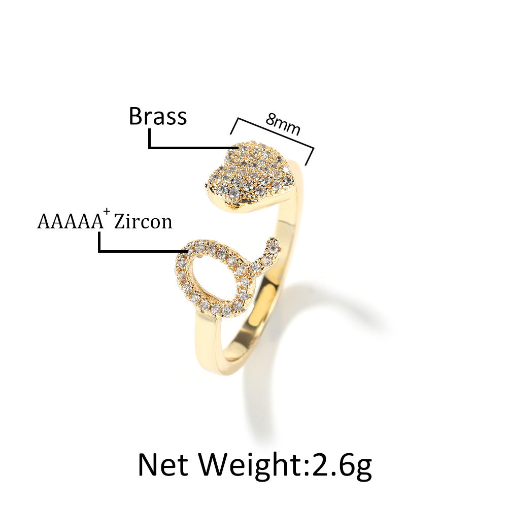 Hip-hop zircon-encrusted 26 English letters ring - MERGE.DAY.1.FREESTYLE