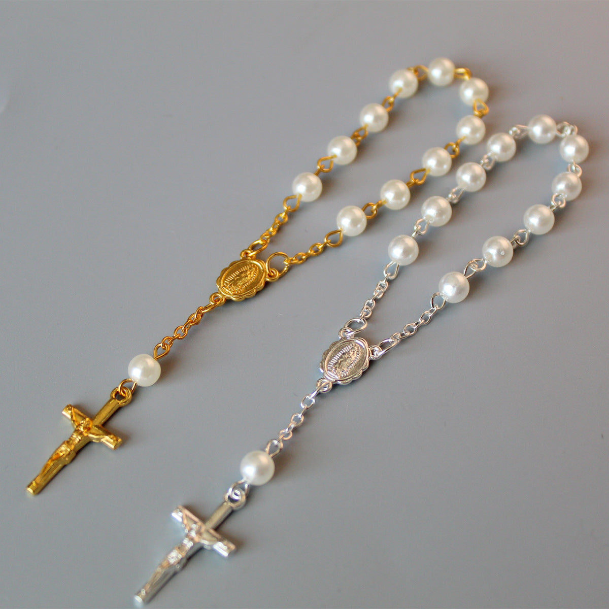 rosary pearl cross full moon blessing bracelet - MERGE.DAY.1.FREESTYLE