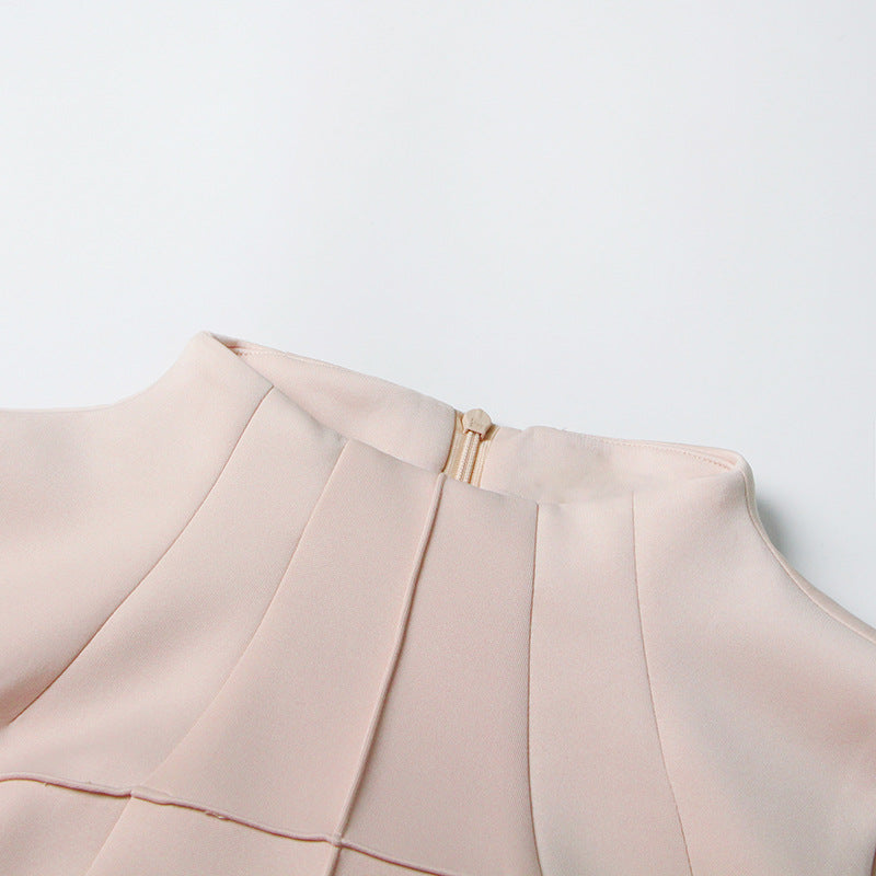 Pleated round neck sleeveless A dress with waist slimming long skirt - MERGE.DAY.1.FREESTYLE