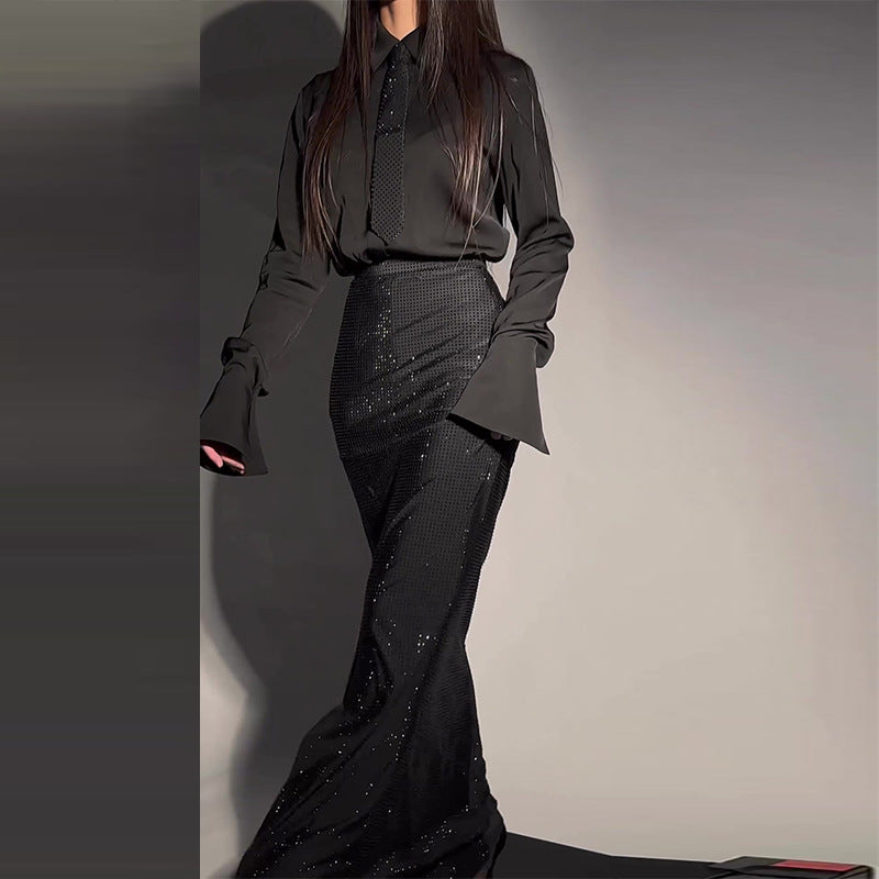 Fashionable and elegant hot diamond slit hip skirt suit - MERGE.DAY.1.FREESTYLE