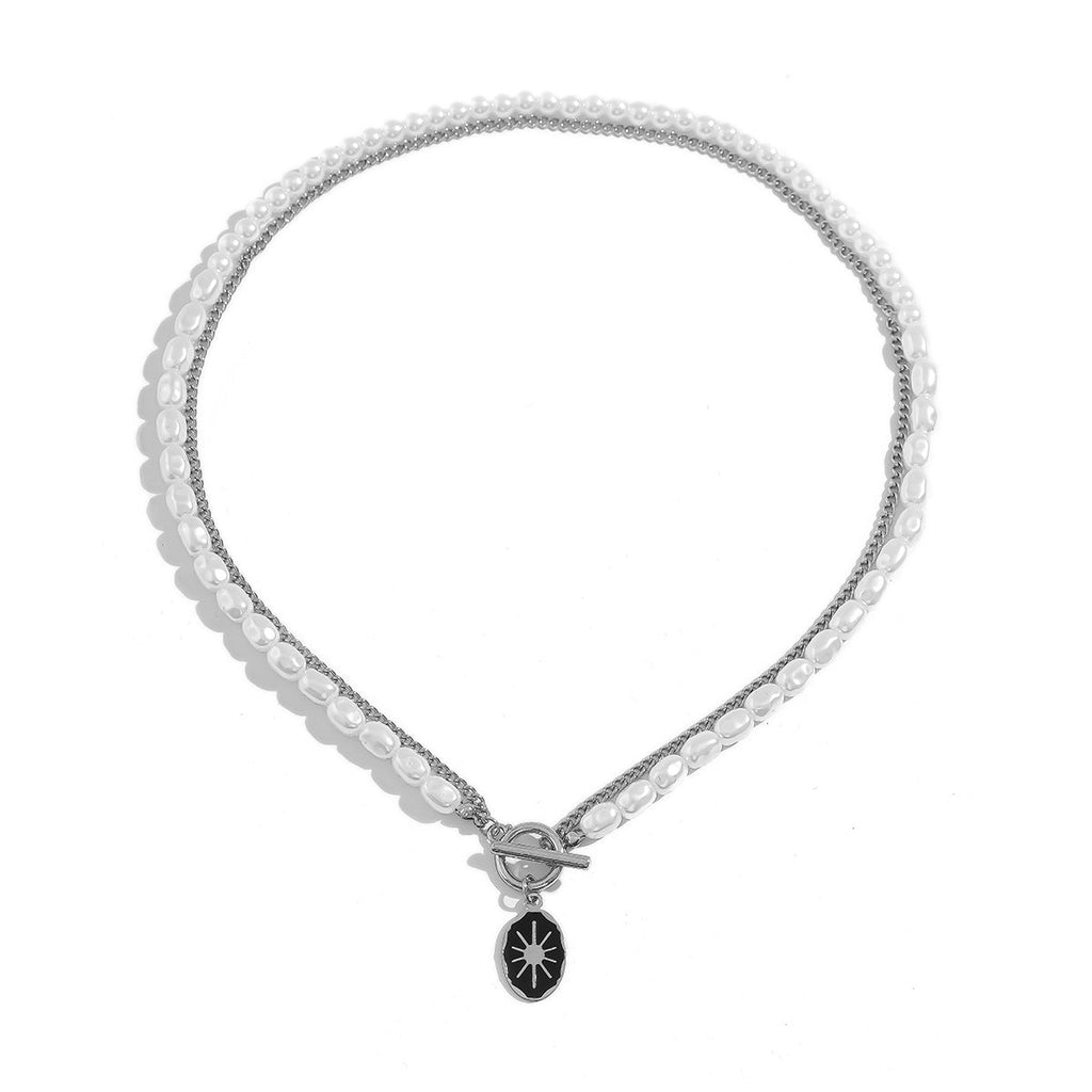 Oval sun OT buckle pearl necklace - MERGE.DAY.1.FREESTYLE