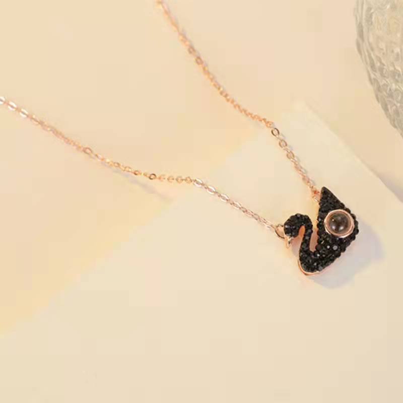Custom Photo Projection Swan Pendant Necklace - MERGE.DAY.1.FREESTYLE