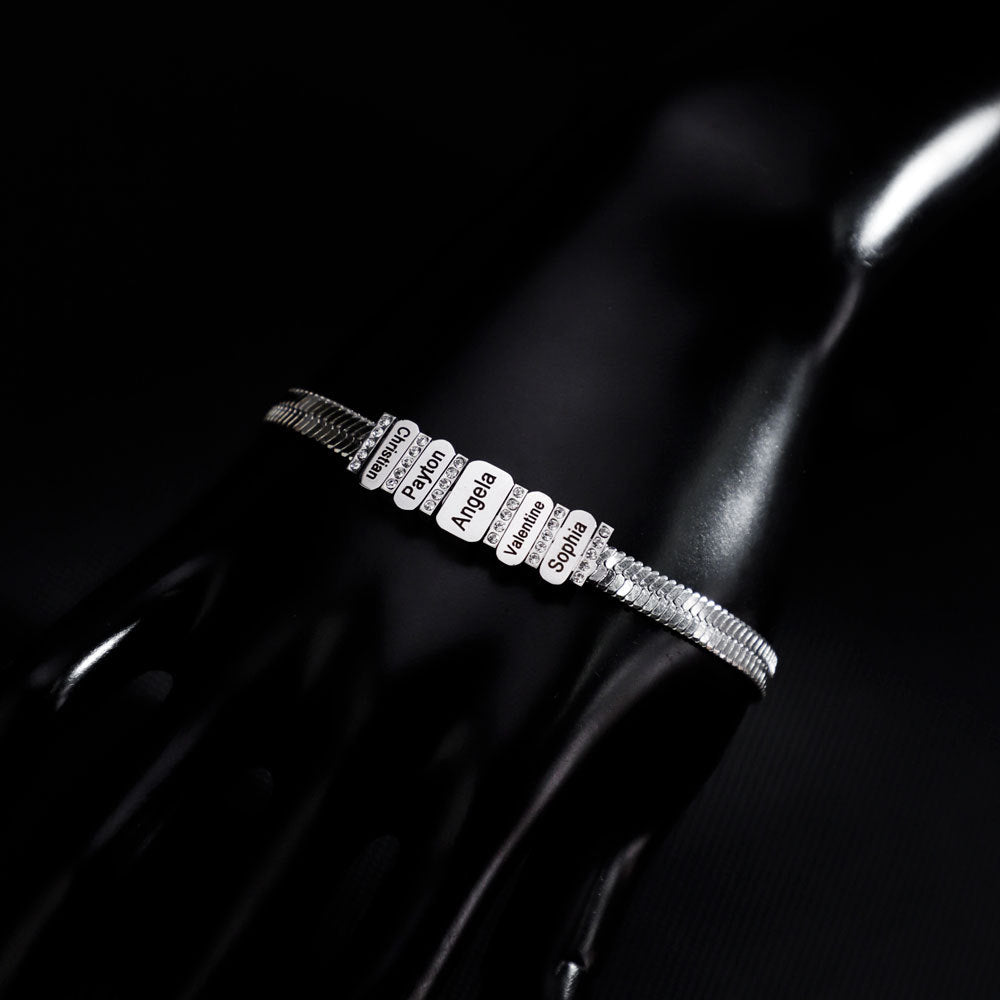 Flat snake bone chain diamond engraving bracelet - MERGE.DAY.1.FREESTYLE