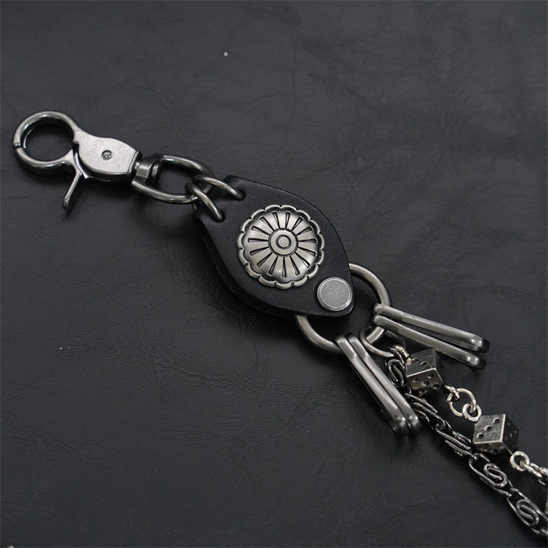 Carved leather dice vintage double-layer trouser chain waist chain - MERGE.DAY.1.FREESTYLE