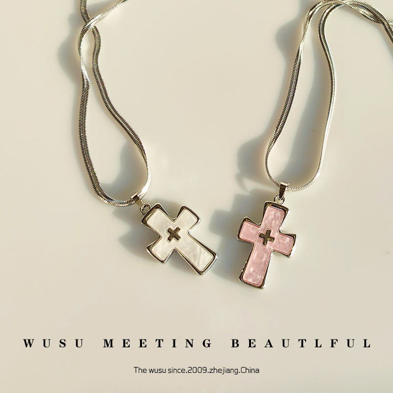 High-grade blade chain double cross pendant necklace - MERGE.DAY.1.FREESTYLE