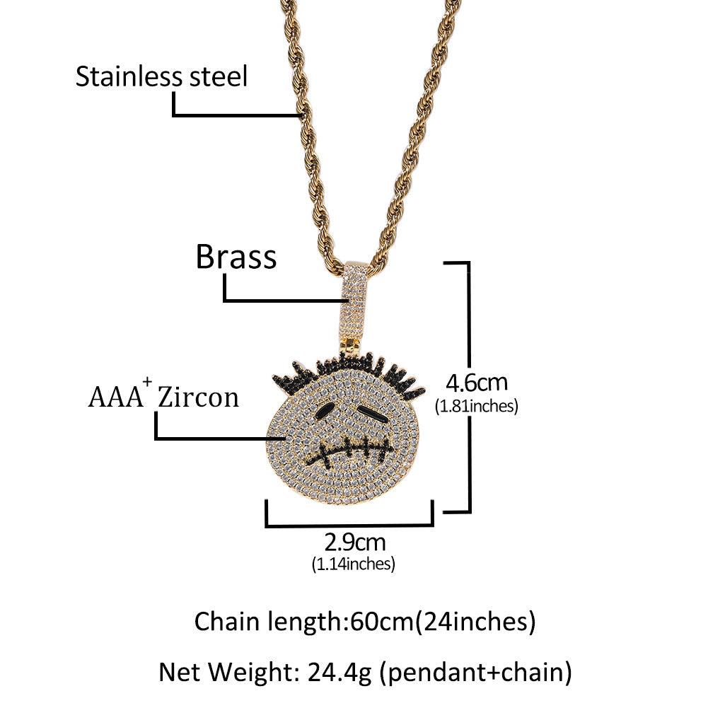 Hip-hop cartoon zircon spiky-head avatar necklace - MERGE.DAY.1.FREESTYLE