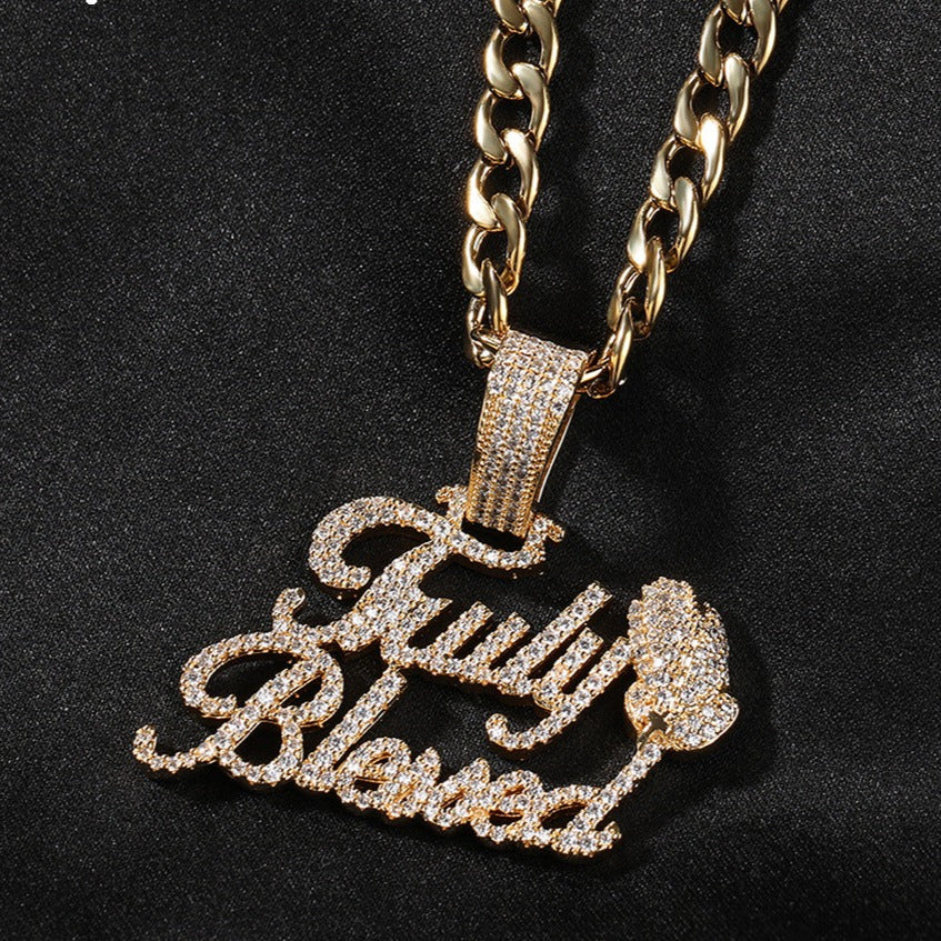 Truly Blessed Praying Hands Pendant Letter Necklace - MERGE.DAY.1.FREESTYLE