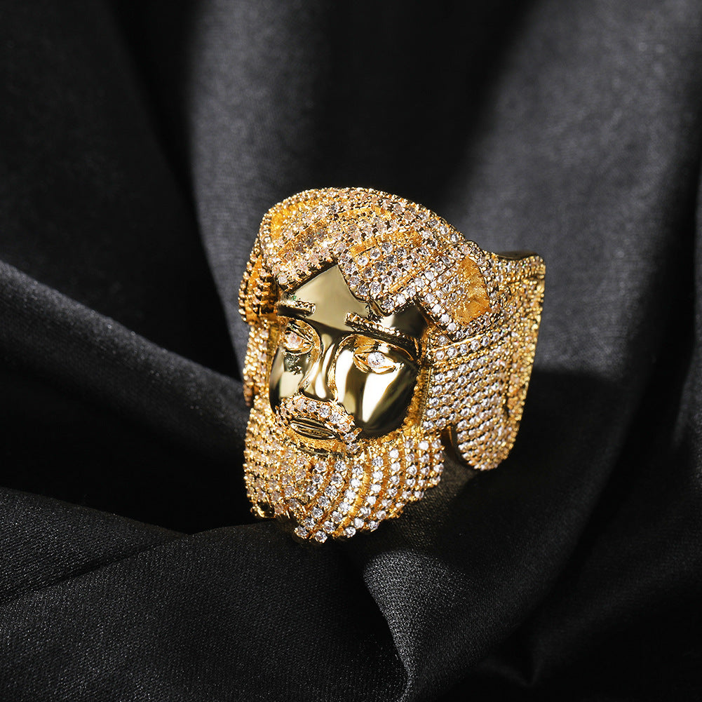 Hip-hop exaggerated portrait inlaid zircon ring - MERGE.DAY.1.FREESTYLE