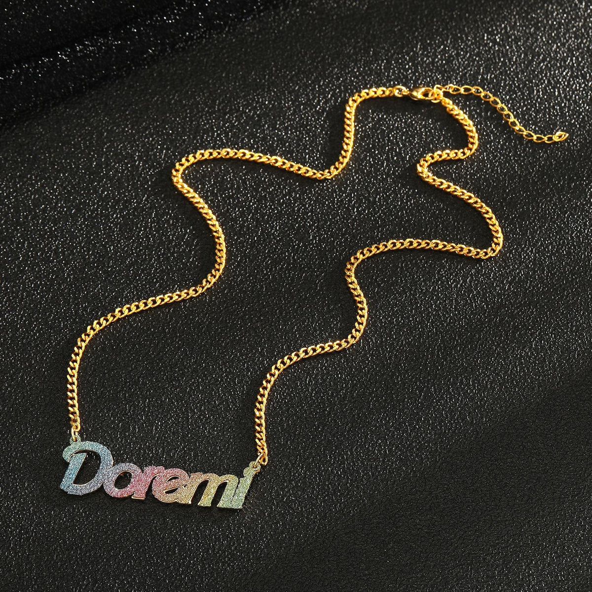 Colorful Name Necklace DIY Titanium Steel Glitter Pink Pendant - MERGE.DAY.1.FREESTYLE
