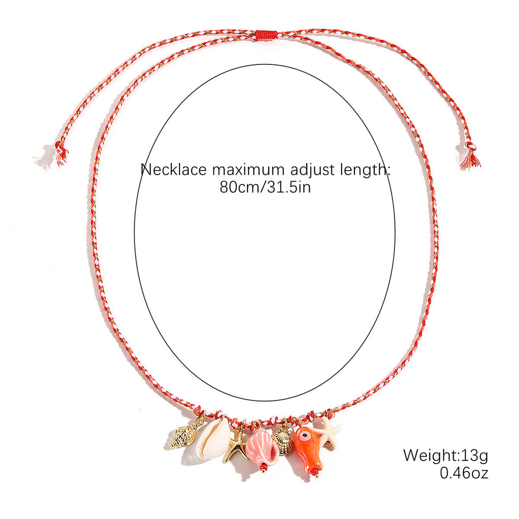 starfish shell necklace colorful rope braided ceramic necklace - MERGE.DAY.1.FREESTYLE