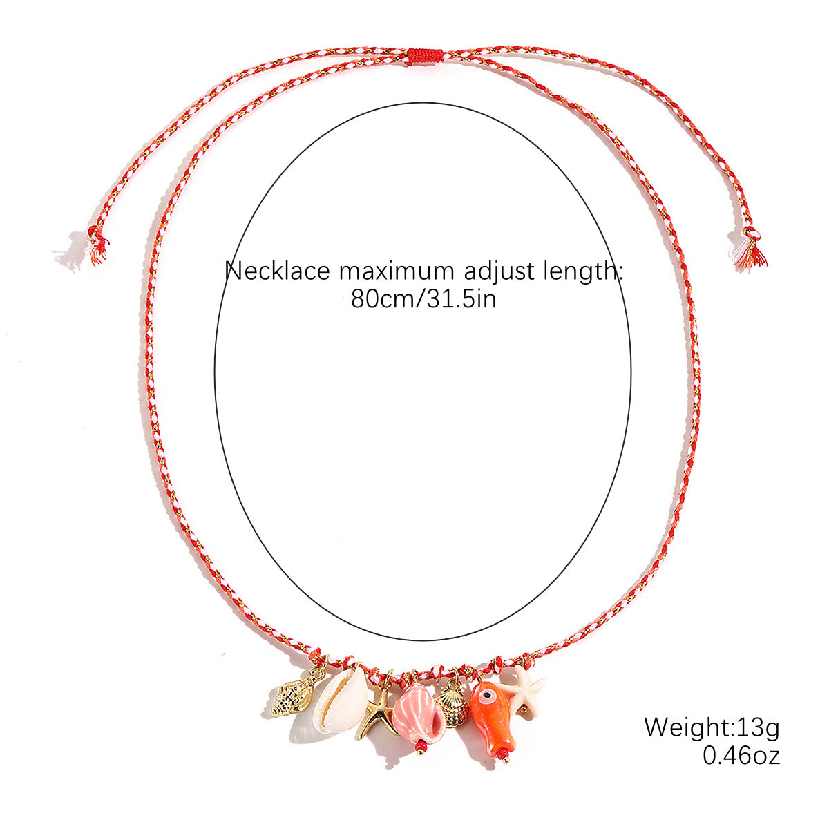 starfish shell necklace colorful rope braided ceramic necklace - MERGE.DAY.1.FREESTYLE