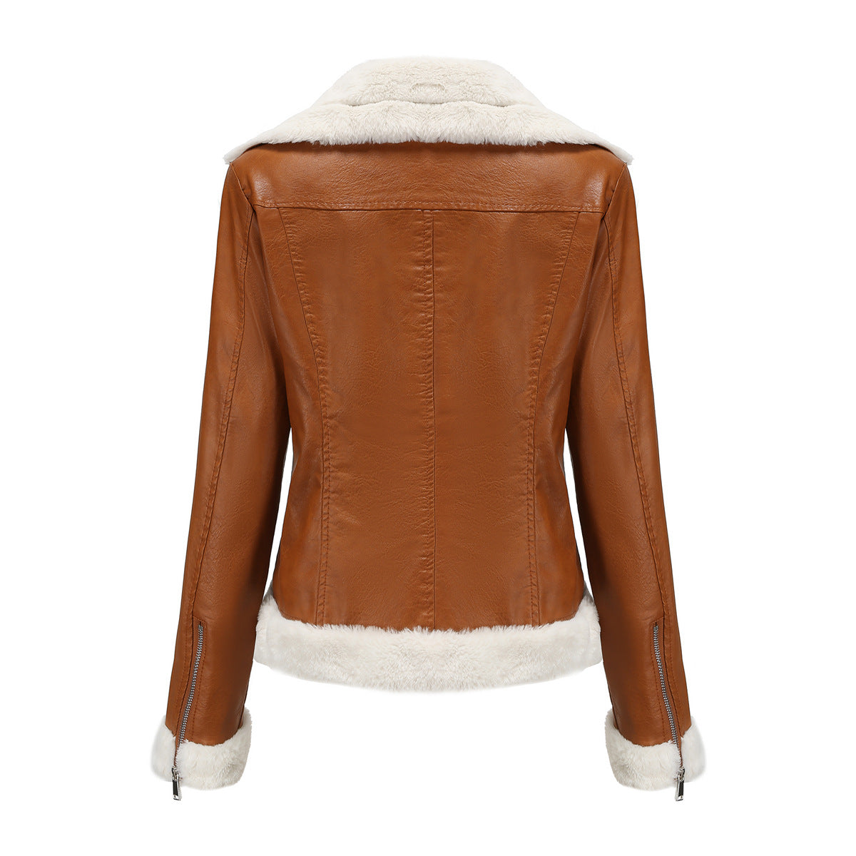 Autumn and winter fleece leather women's warm long-sleeved lapel coat jacket - MERGE.DAY.1.FREESTYLE