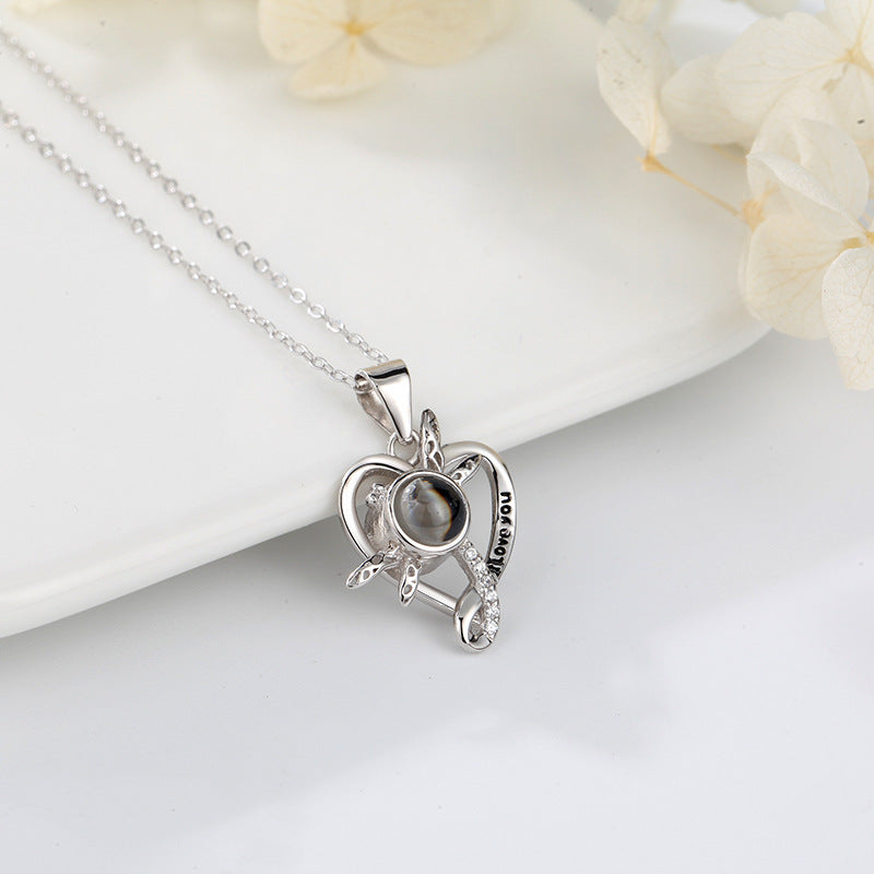 Dragonfly Love Heart Projection Necklace - MERGE.DAY.1.FREESTYLE