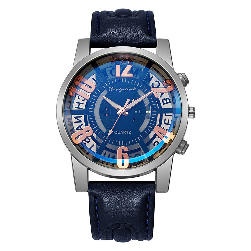 Large-dial, hollow-out blue-light men's watch. - MERGE.DAY.1.FREESTYLE